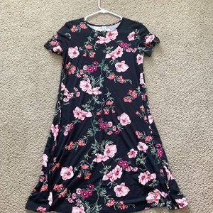Girls dark gray dress with flowers on it. Size small.